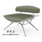 Fauteuil ultra design pour hall d'accueil PF3 de Pininfarina, assise et dossier garnis, habillage cuir, piételent chromé|Fauteuil / Chauffeuse|100chaises Fauteuil ultra design pour hall d'accueil PF3 de Pininfarina, assise et dossier garnis, habillage cuir, piételent chromé|Fauteuil / Chauffeuse|100chaises