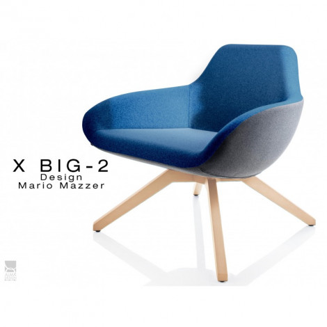 Fauteuil lounge pour salon d'attente standing X BIG-2 piétement bois Frêne, assise garnie habillage tissu synthétique 2 tons|Fauteuil / Chauffeuse|100chaises Fauteuil lounge pour salon d'attente standing X BIG-2 piétement bois Frêne, assise garnie habillage tissu synthétique 2 tons|Fauteuil / Chauffeuse|100chaises