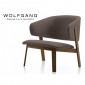 Fauteuil design assise basse lounge WOLFGANG piètement bois vernis tabac, assise et dossier garnis, habillage tissu synthétique|Fauteuil / Chauffeuse|100chaises Fauteuil design assise basse lounge WOLFGANG piètement bois vernis tabac, assise et dossier garnis, habillage tissu synthétique|Fauteuil / Chauffeuse|100chaises