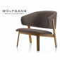 Fauteuil design assise basse lounge WOLFGANG piètement bois vernis noyer, assise et dossier garnis, habillage tissu synthétique|Fauteuil / Chauffeuse|100chaises Fauteuil design assise basse lounge WOLFGANG piètement bois vernis noyer, assise et dossier garnis, habillage tissu synthétique|Fauteuil / Chauffeuse|100chaises