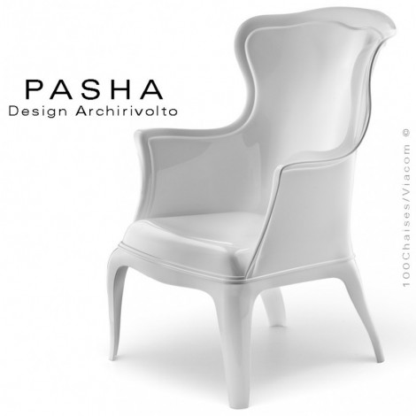 Fauteuil rétro lounge plastique PASHA, structure plastique en polycarbonate noir, blanc ou transparent - Lot de 2 pièces.|Fauteuil / Chauffeuse|100chaises