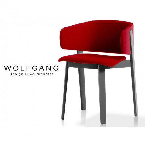 Fauteuil design bois WOLFGANG structure chêne peint noir assise garnie habillage tissu|Fauteuil / Chauffeuse|100chaises Fauteuil design bois WOLFGANG structure chêne peint noir assise garnie habillage tissu|Fauteuil / Chauffeuse|100chaises