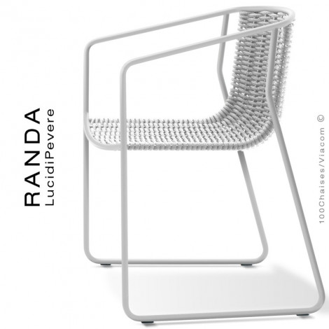 Fauteuil tendance d'extérieur RANDA, structure acier peint, assise et dossier tressage corde marine unie.|Fauteuil / Chauffeuse|100chaises
