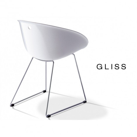 Lot de 6 fauteuils design GLISS assise coque plastique pied luge chromé|Fauteuil / Chauffeuse|100chaises