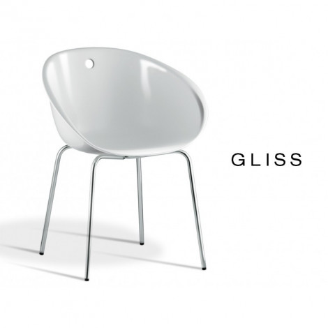 Lot de 6 fauteuils design GLISS assise coque plastique piétement 4 pieds chromé|Fauteuil / Chauffeuse|100chaises