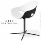 Fauteuil design COT, assise coque plastique couleur deux tons fixe ou pivotante, piétement colonne centrale peint ou chromé.|Fauteuil / Chauffeuse|100chaises