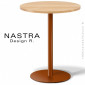 Table de café ronde NASTRA, piétement colonne centrale acier peint, chromé, inox, plateau bois massif pin, frêne, chêne.|Table|100chaises