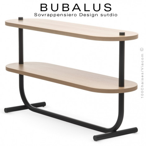 Console design ou mobilier de séparation BUBALUS, piétement acier peint, double plateau Frêne vernis naturel ou teinté.|Table|100chaises Console design ou mobilier de séparation BUBALUS, piétement acier peint, double plateau Frêne vernis naturel ou teinté.|Table|100chaises