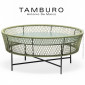 Table basse TAMBURO-LG, piétement acier peint, corde marine couleur, plateau HPL couleur.|Table|100chaises Table basse TAMBURO-LG, piétement acier peint, corde marine couleur, plateau HPL couleur.|Table|100chaises