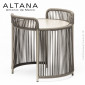 Table d'appoint d'extérieur basse ALTANA, piétement acier peint, déco tressage corde marine couleur, plateau HPL couleur.|Table|100chaises