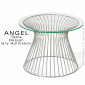 Table design ANGEL, plateau verre blanc ou teinté noir, structure en fil d'acier finition peint ou galvanisé pour extérieur.|Table|100chaises Table design ANGEL, plateau verre blanc ou teinté noir, structure en fil d'acier finition peint ou galvanisé pour extérieur.|Table|100chaises