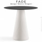 Table design FADE, structure conique plastique couleur, plateau compact HPL couleur, pour terrasse en bord de mer ou montagne.|Table|100chaises