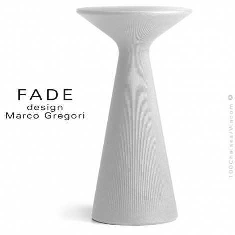 Table haute ou mange debout lumineux design FADE, structure monobloc plastique blanc, pour terrasse en bord de mer ou montagne.|Table|100chaises