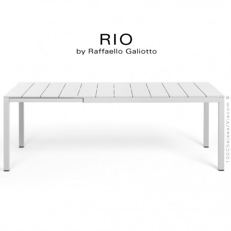Table à manger RIO ALU 140, plateau rectangulaire extensible en aluminium, 4 pieds en aluminium pour extérieur.|Table|100chaises
