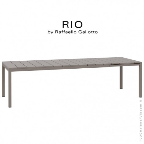 Table à manger RIO 210, plateau rectangulaire extensible en plastique, 4 pieds en aluminium pour extérieur.|Table|100chaises