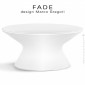 Table basse ronde lumineuse design FADE, structure plastique blanc, pour terrasse bord de mer ou montagne, plateau HPL.|Table|100chaises