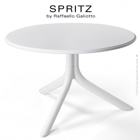 Table basse SPRITZ, plateau rond plein plastique, piétement colonne centrale terminaison trois branches plastique.|Table|100chaises Table basse SPRITZ, plateau rond plein plastique, piétement colonne centrale terminaison trois branches plastique.|Table|100chaises