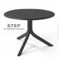 Table basse design STEP, plateau rond plastique ajouré, piétement colonne centrale terminaison trois branches plastique.|Table|100chaises Table basse design STEP, plateau rond plastique ajouré, piétement colonne centrale terminaison trois branches plastique.|Table|100chaises