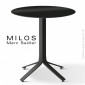 Table repas pour café MILOS, plateau HPL, rond ou carré, pied colonne centrale aluminium peint ou brillant pour extérieur.|Table|100chaises