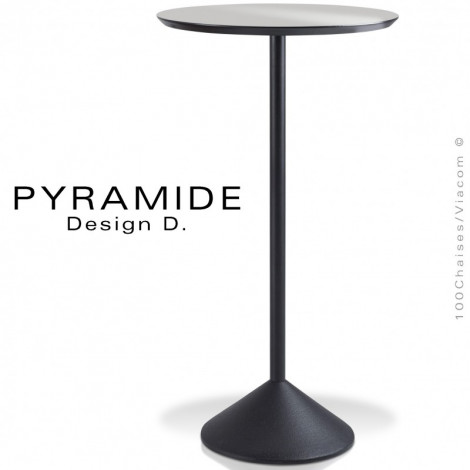 Table mange debout PYRAMIDE pour CHR, piétement fonte d'aluminium peint, plateau stratifié couleur ou aspect bois.|Table|100chaises Table mange debout PYRAMIDE pour CHR, piétement fonte d'aluminium peint, plateau stratifié couleur ou aspect bois.|Table|100chaises