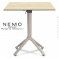 Table design NEMO, pour CHR., piétement colonne centrale, base encastrable aluminium peint, plateau carré couleur rabattable.|Table|100chaises