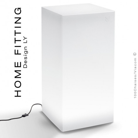 Table haute carré ou colonne lumineux HOME FITTING, éclairage LED, structure plastique blanc, pour extérieur.|Table|100chaises