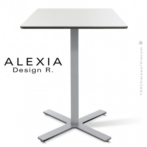 Table repas ALEXIA, pour café, hôtel, restaurant, snack, piétement colonne centrale acier peint, plateau Compact couleur.|Table|100chaises