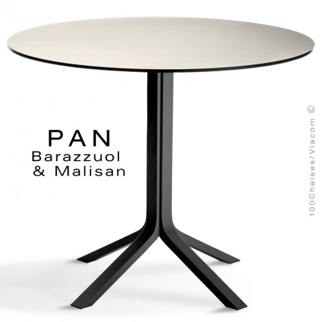 Table PAN, structure 4 pieds, bois de frêne teinté ou peint, plateau FENIX, type compact.|Table|100chaises