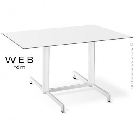 Table WEB, piétement quatre branches sur double colonnes, acier peint, plateau compact.|Table|100chaises Table WEB, piétement quatre branches sur double colonnes, acier peint, plateau compact.|Table|100chaises