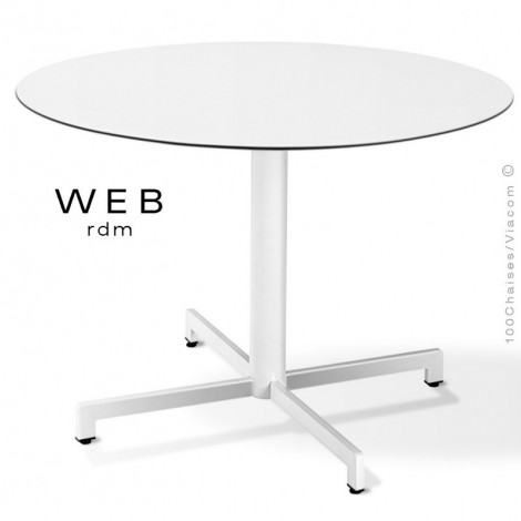Table WEB-100, piétement quatre branches sur colonne, acier peint, plateau compact.|Table|100chaises Table WEB-100, piétement quatre branches sur colonne, acier peint, plateau compact.|Table|100chaises
