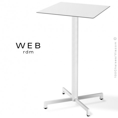 Table mange debout WEB-80, piétement quatre branches sur colonne, acier peint, plateau compact.|Table|100chaises