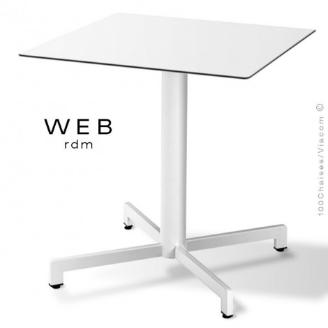 Table WEB-80, piétement quatre branches sur colonne, acier peint, plateau compact.|Table|100chaises Table WEB-80, piétement quatre branches sur colonne, acier peint, plateau compact.|Table|100chaises