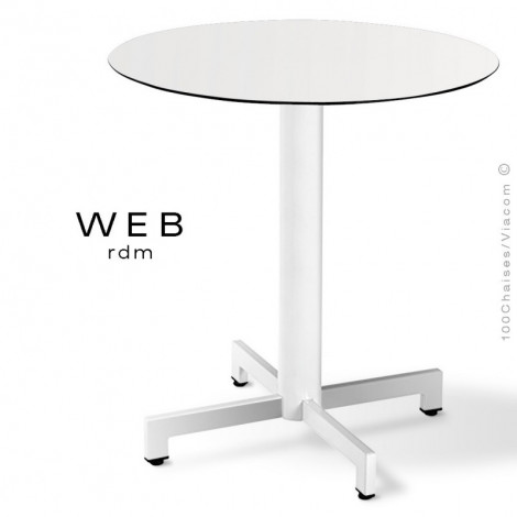 Table WEB-60, piétement quatre branches sur colonne, acier peint, plateau compact.|Table|100chaises Table WEB-60, piétement quatre branches sur colonne, acier peint, plateau compact.|Table|100chaises