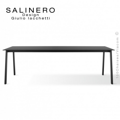 Table ou grand bureau SALINERO, pour espace de travail, médiathèque, centre de documentation, piétement noir, plateau compact.|Table|100chaises