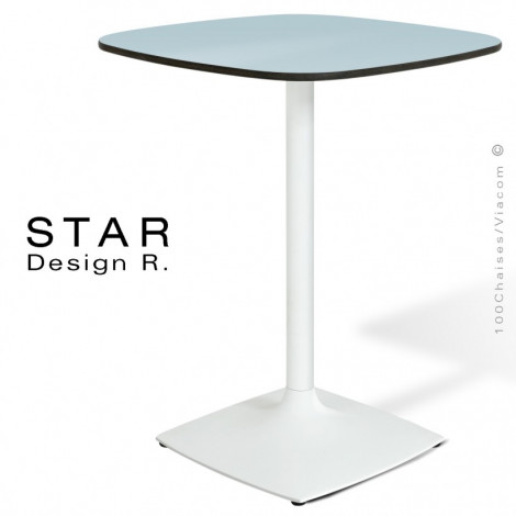 Table design STAR, pour café, hôtel, restaurant, snack, piétement acier peint, plateau compact couleur pour extérieur.|Table|100chaises