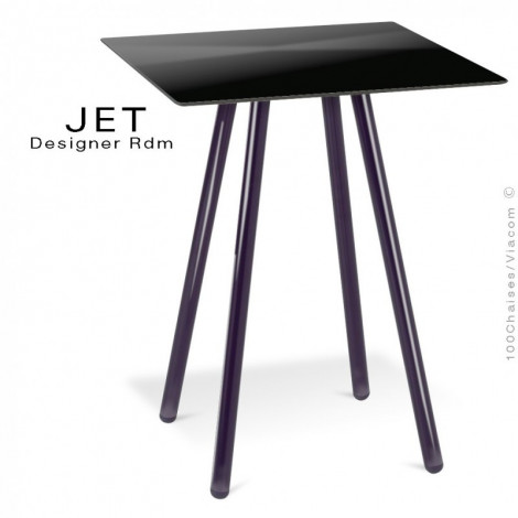 Table d'appoint pour CHR carré JET, piétement quatre pieds acier peint, plateau stratifier couleur ou aspect bois.|Table|100chaises