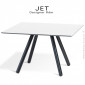 Table basse ou d'appoint carré JET, piétement quatre pieds acier peint, plateau stratifier couleur ou aspect bois.|Table|100chaises