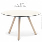 Table basse ou d'appoint ronde JET, piétement trois pieds bois de hêtre vernis, plateau stratifier couleur ou aspect bois.|Table|100chaises