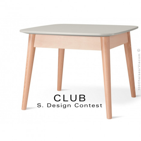 Petite table carrée CLUB, piétement en bois de hêtre massif conique, plateau couleur MDF finition peinture.|Table|100chaises Petite table carrée CLUB, piétement en bois de hêtre massif conique, plateau couleur MDF finition peinture.|Table|100chaises