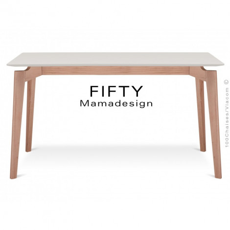 Table rectangulaire en bois de hêtre FIFTY plateau MDF finition couleur|Table|100chaises