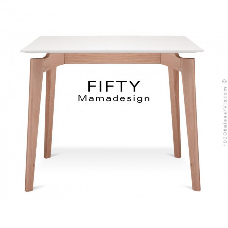 Table carrée en bois de hêtre FIFTY plateau MDF finition couleur|Table|100chaises Table carrée en bois de hêtre FIFTY plateau MDF finition couleur|Table|100chaises