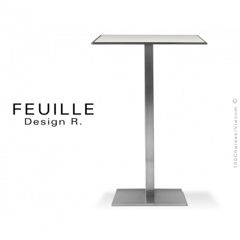 Table carrée mange-debout FEUILLE piétement inox plateau compact|Table|100chaises