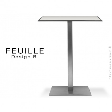 Table carrée FEUILLE piétement inox plateau compact pour extérieur|Table|100chaises