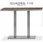 Table mange-debout rectangulaire QUADRA, double colonne centrale inox ou chromé, plateau stratifié couleur chant inox et chromé.|Table|100chaises