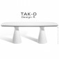 Table de salle manger, réunion ou bureau TAK-D, piétement fantaisie colonne plastique conique, plateau ovoïde compact.|Table|100chaises