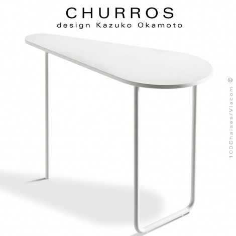 Tablette d'appoint pour module banquette CHURROS, écritoire ou porte revues, piétement acier peint, plateau Corian blanc.|Table|100chaises