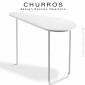 Tablette d'appoint pour module banquette CHURROS, écritoire ou porte revues, piétement acier peint, plateau Corian blanc.|Table|100chaises