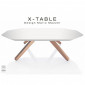 Table basse pour salon ou hall d'accueil X-TABLE piètement bois naturel vernis chêne, plateau peint|Table|100chaises Table basse pour salon ou hall d'accueil X-TABLE piètement bois naturel vernis chêne, plateau peint|Table|100chaises