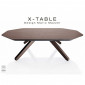 Table basse pour salon ou hall d'accueil X-TABLE piètement et plateau bois de frêne vernis|Table|100chaises Table basse pour salon ou hall d'accueil X-TABLE piètement et plateau bois de frêne vernis|Table|100chaises
