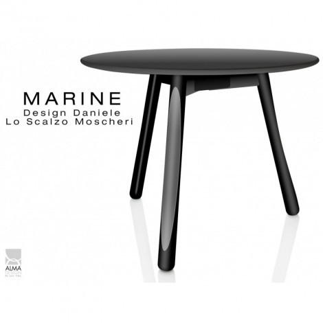 Table ronde pour salle à manger MARINE piétement bois 3 pieds, finition Black & White|Table|100chaises Table ronde pour salle à manger MARINE piétement bois 3 pieds, finition Black & White|Table|100chaises